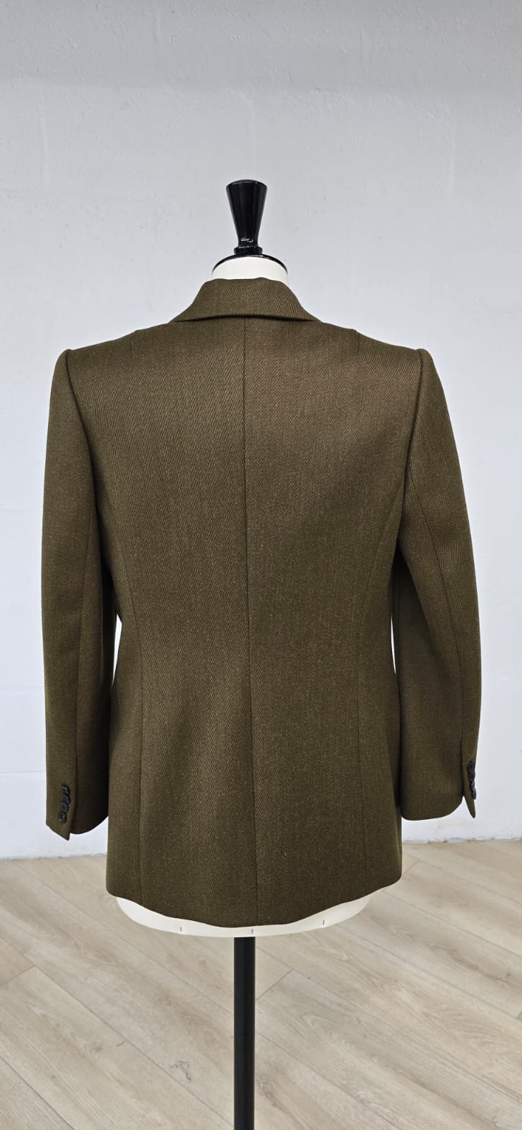 Veste Croisée en Laine à Chevrons- Kaki foncé