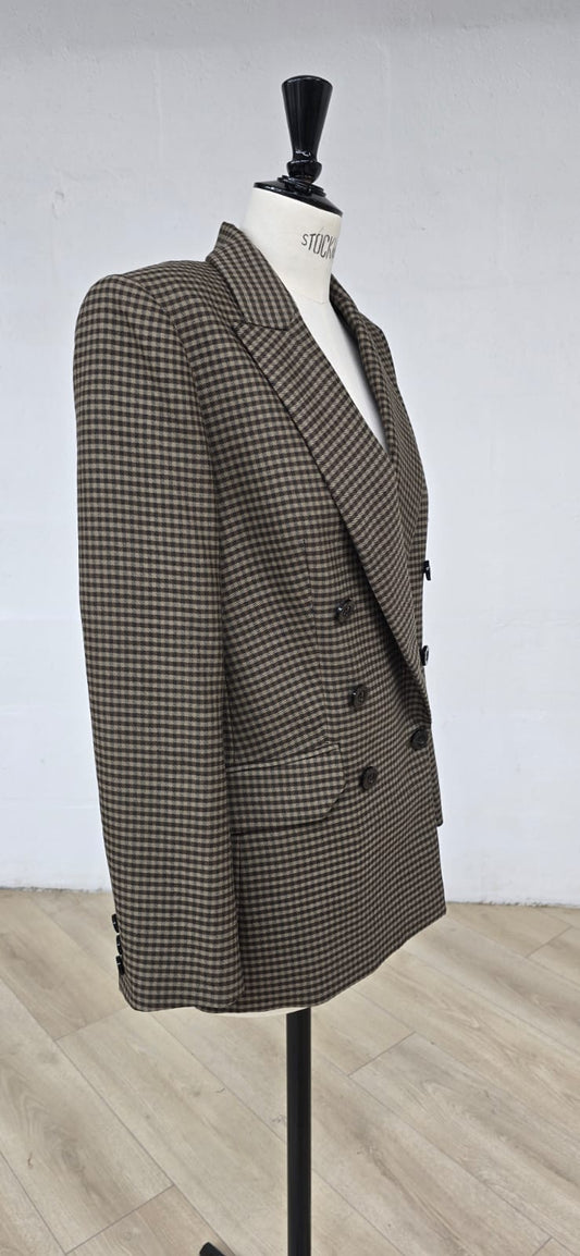 Veste Blazer Femme à Carreaux, Style Tailleur